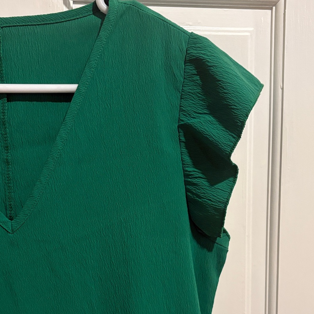 Emerald Green Ruffle Hem Dress - Picture 2 of 4